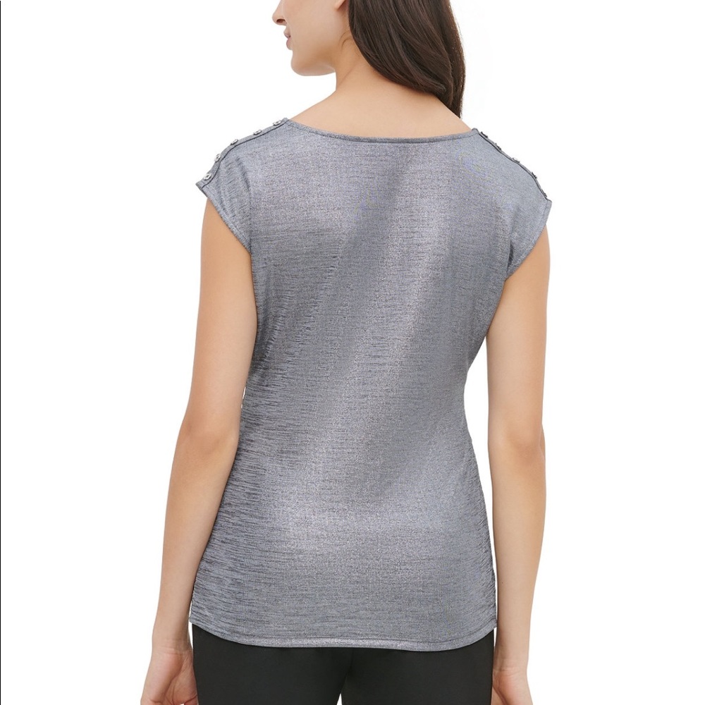 Calvin Klein Ruched Metallic Top - Picture 6 of 7